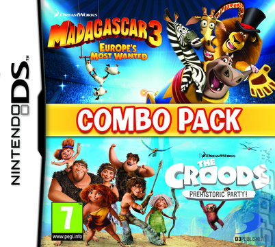 Madagascar 3 & The Croods: Prehistoric Party Combo Pack - DS/DSi Cover & Box Art