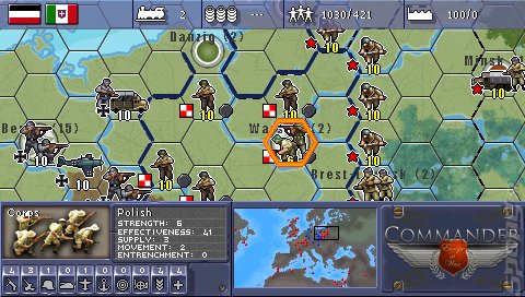 Military History Commander: Europe At War - PSP Screen