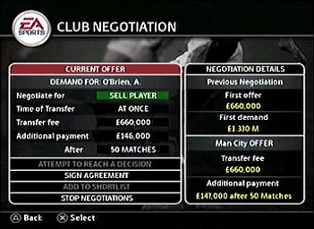 Total Club Manager 2004 - PS2 Screen