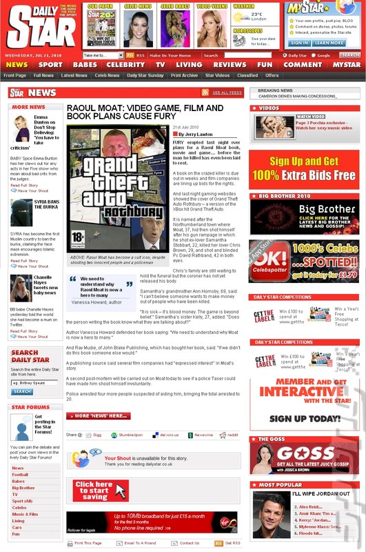 Outrage at Tabloid GTA Rothbury Story News image