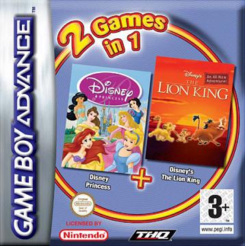 2 Games in 1: Disney Princess + The Lion King - GBA Cover & Box Art