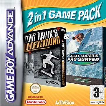 Tony Hawk's Underground & Kelly Slater's Pro Surfer: 2 in 1 Game Pack - GBA Cover & Box Art