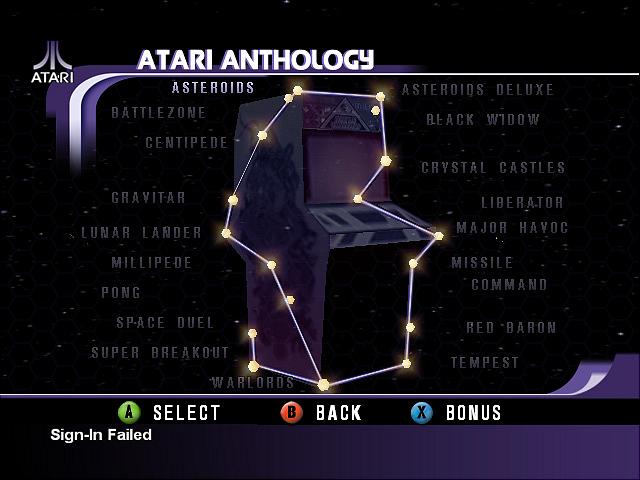 Atari Anthology - Xbox Screen