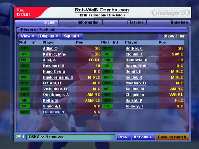 Championship Manager 5 - PC Screen