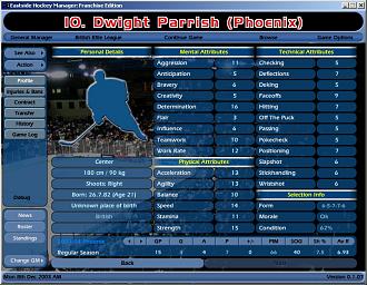 NHL Eastside Hockey Manager - PC Screen