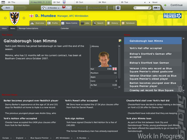 Football Manager 2010 - PC Screen