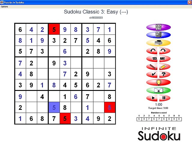 Infinite Sudoku - PC Screen