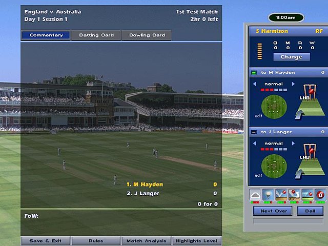 International Cricket Captain: The Ashes 2005 - PC Screen