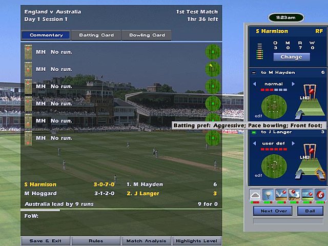 International Cricket Captain: The Ashes 2005 - PC Screen