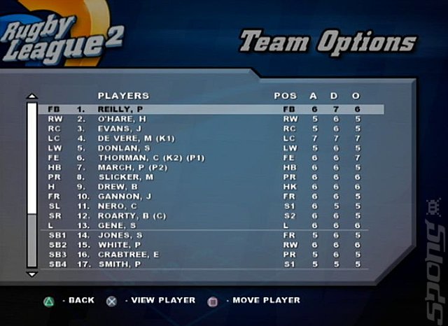 Rugby League 2 - Xbox Screen