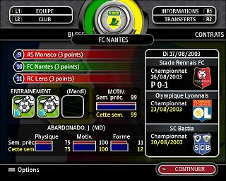 Total Club Manager 2004 - PS2 Screen